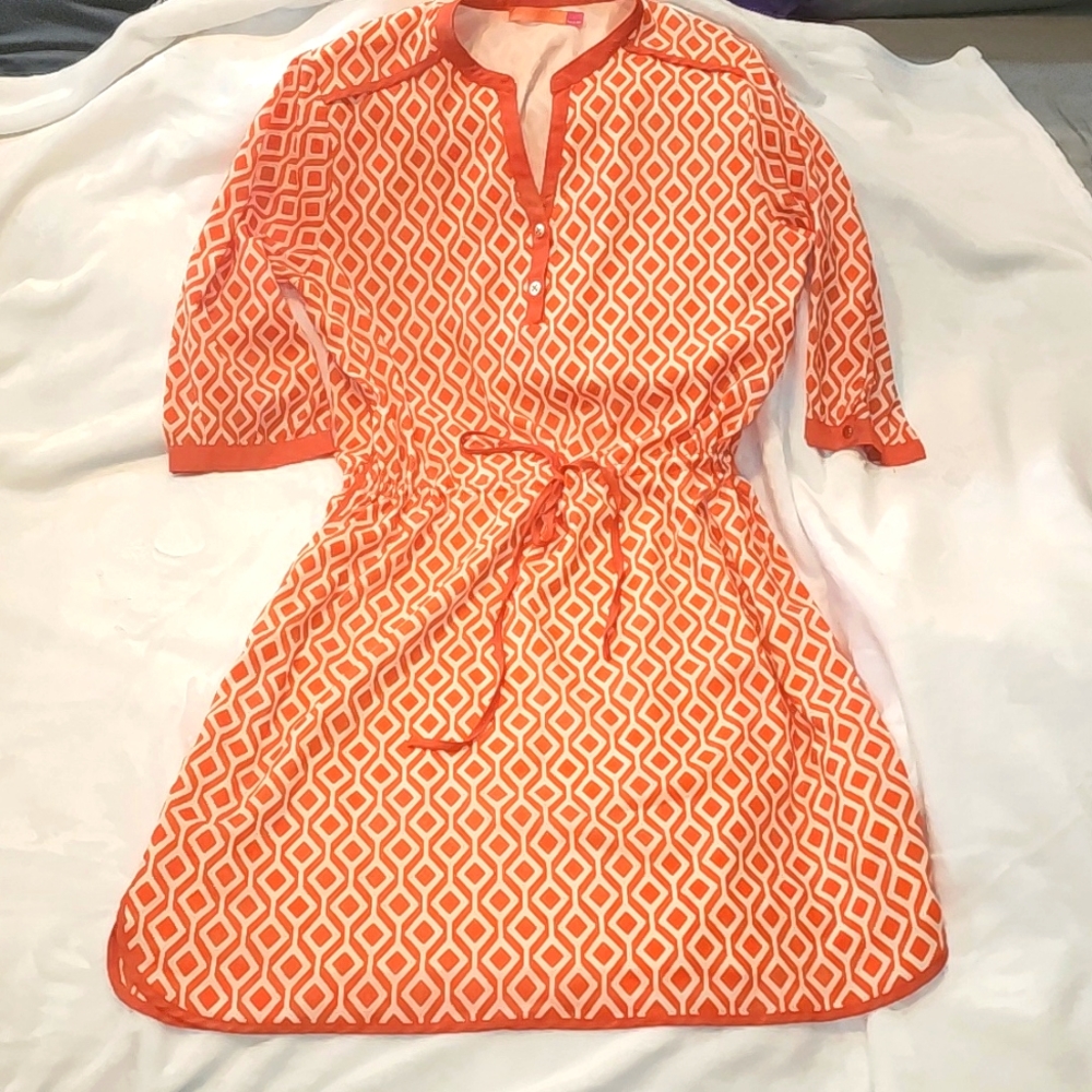Ava Retro Geometric Draw Waist Dress